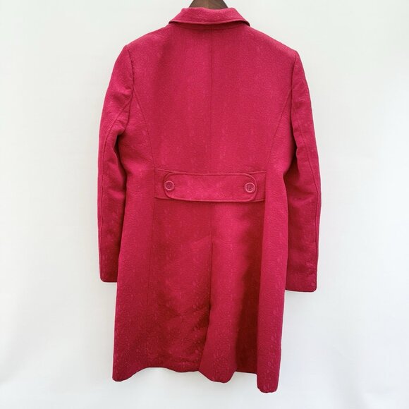 Chapter One Women’s Red Floral Damask Long Overcoat Size 10 - Picture 2 of 16
